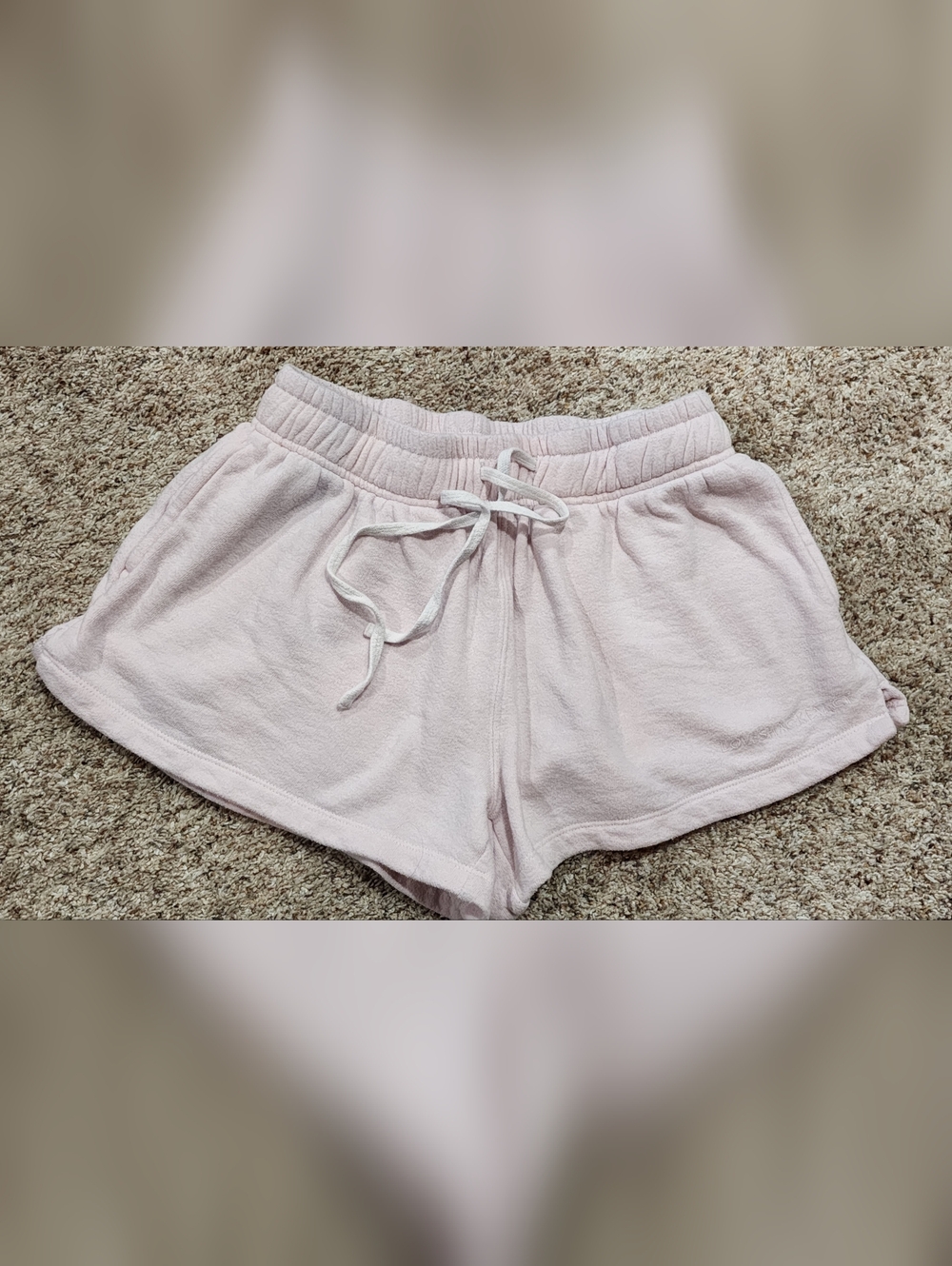 LoveShackFancy Light Pink Cozy Drawstring Lounge Shorts